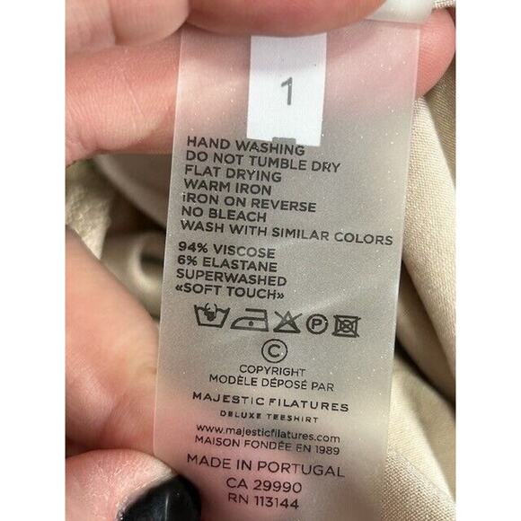 Majestic Filatures Deluxe Tee Shirt Short Sleeve Metallic Golden Sand Sz 1/XS - Picture 7 of 7